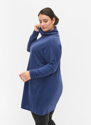 Tunika med långa ärmar och hög krage, Deep Cobalt Mel., Model image number 1
