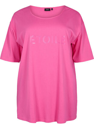Oversized t-shirt i bomull med tryck, Shocking Pink ÉTOILÉ, Packshot image number 0