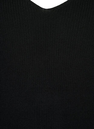 Stickad topp med v-ringning, Black, Packshot image number 2