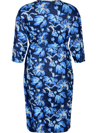 Gravidkimono med 3/4-ärmar, Blue Flower Print, Packshot image number 1