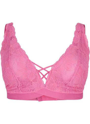 Support the breasts – Spets-bh med snörningsdetaljer, Rose, Packshot image number 0