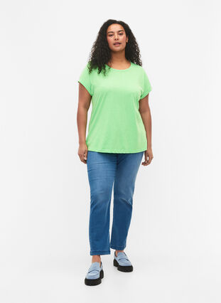 Neonfärgad t-shirt i bomull, Neon Green, Model image number 2