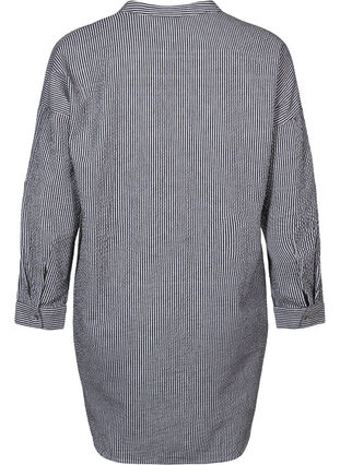 Randig bomullsskjorta med 3/4-ärmar, Black Stripe, Packshot image number 1