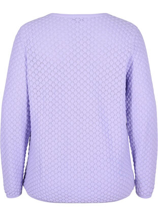 Stickad tröja med mönster och v-ringad hals, Lavender, Packshot image number 1