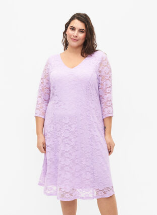 Spetsklänning med 3/4-ärmar, Lavendula, Model image number 0