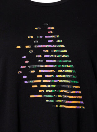 Sport t-shirt med tryck, Black w. Green logo, Packshot image number 2