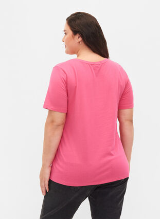 Enfärgad t-shirt i bomull, Hot Pink, Model image number 1