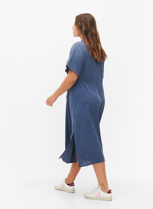 Skjortklänning med korta ärmar, Vintage Indigo, Model image number 1