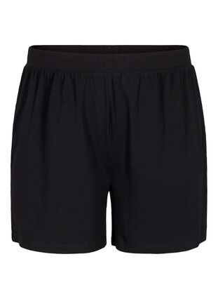 Löst sittande pyjamasshorts i bomullsmix, Black, Packshot image number 0