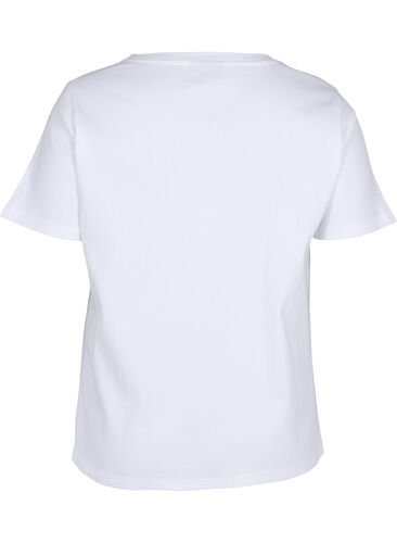 Ribbad t-shirt i bomull, Bright White, Packshot image number 1