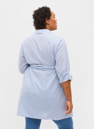 Skjortklänning för gravida i bomull , Blue Stripe, Model image number 1