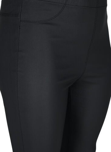 Coated leggings med slits, Black, Packshot image number 2