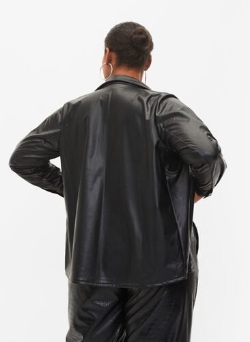 Skjorta i läderimitation, Black, Model image number 1