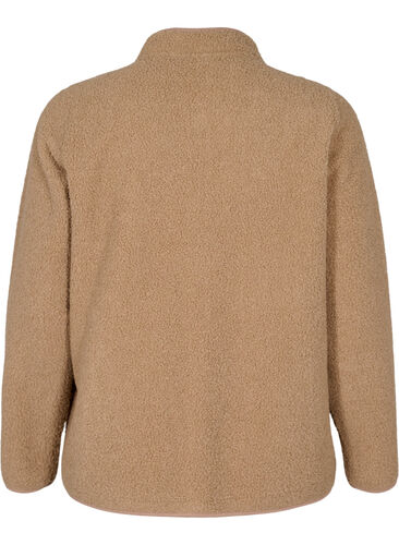 Teddyjacka med dragkedja och fickor, Brown, Packshot image number 1